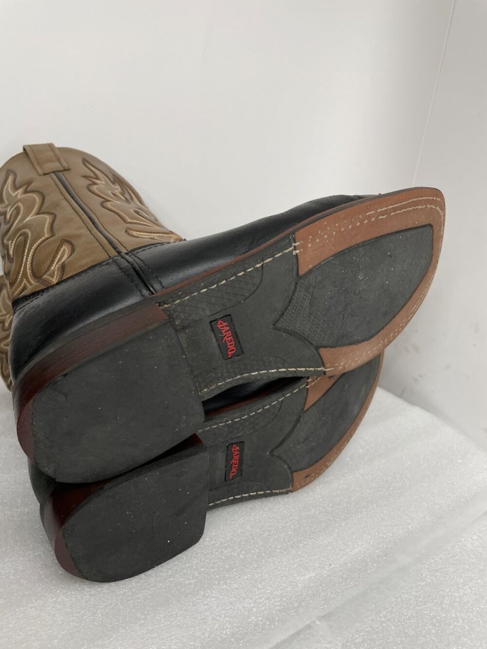 Laredo Lodi Black Leather Square Toe Western Cowboy Biker Boots Men's 8 EW Wide - Picture 10 of 14